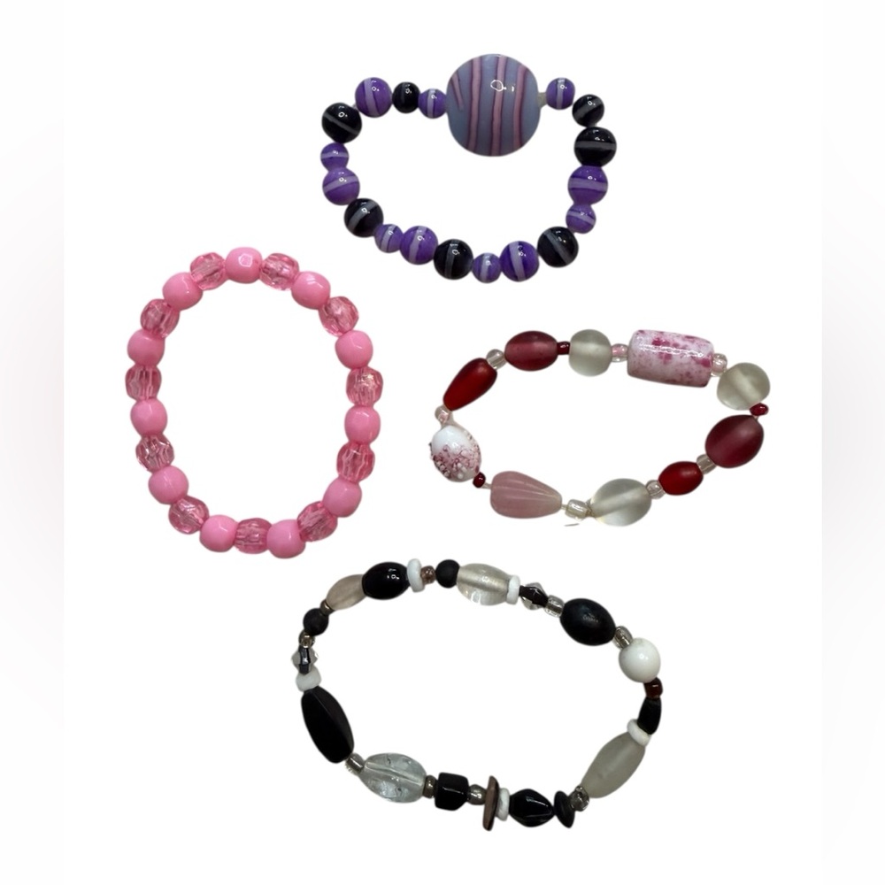 Set of 4 Colorful Beaded Stretchy Children’s Bracelets